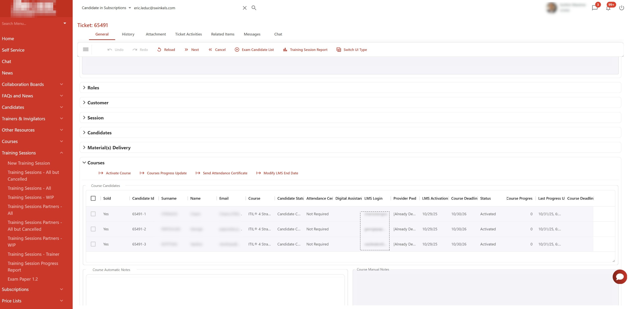 Attivit&agrave; automatizzate di TrainingNow