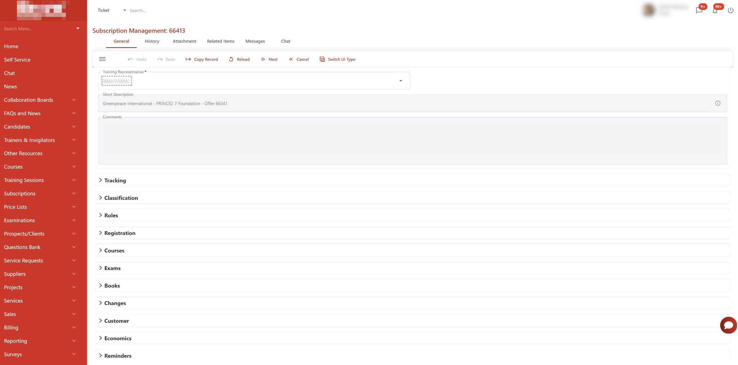Gestione degli ordini su TrainingNow